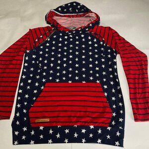 Simply Southern Women's American Flag Theme Hoodie Pullover Long Sleeve